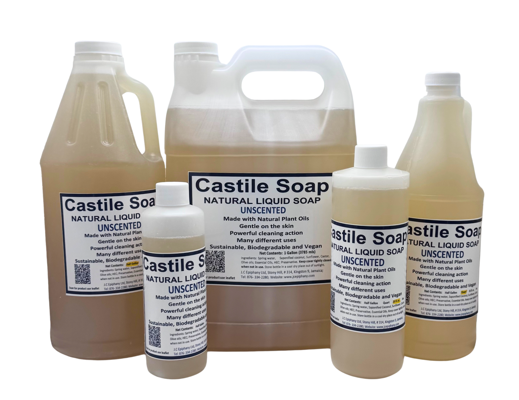 Various sizes of Castile Liquid Soap bottles, Castile Liquid Soap Jamaica, Buy Natural Soap Online Jamaica